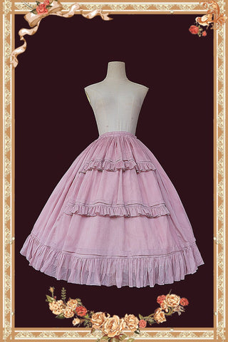 Sweet Ruffled Lolita Petticoat Midi A-line skirt-WF00571-Veeddydropshipping