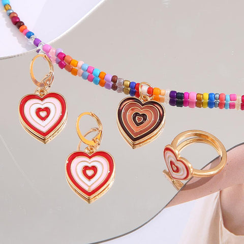 4 Pcs Fashion Jewelry Dripping Oil Heart Pendant Necklace  -JW00303-Veeddydropshipping