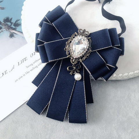 Korean Bow Tie Brooches for Women-WF01179-Veeddydropshipping