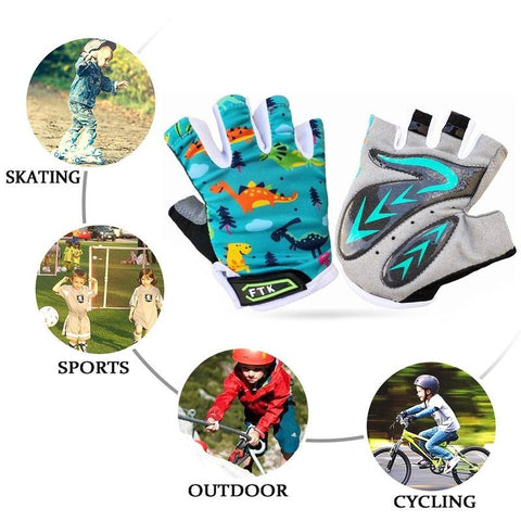 New Colorful Breathable Kids Half Finger Gel Biking Gloves Cycling Fingerless Glove Pair -OS01110-Veeddydropshipping