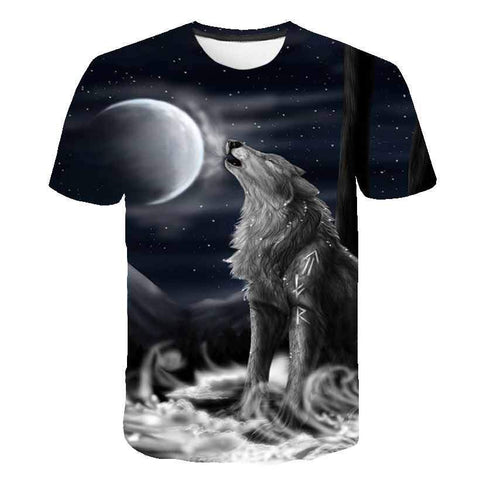 Animal Wolf T Shirt Kids Boys Clothes Summer Short Sleeve Girls Tops-TB01168-Veeddydropshipping