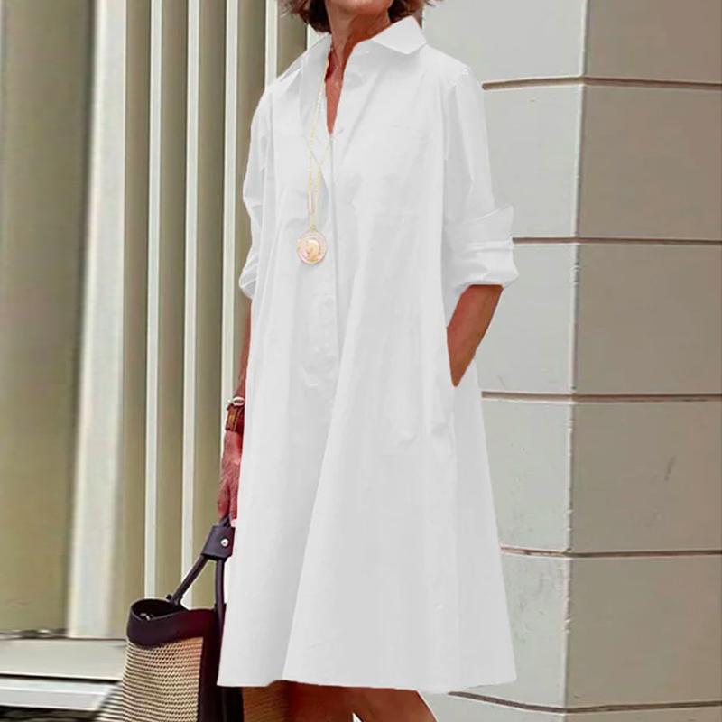 Long Sleeves Turn-down Collar Streetwear Female Dresses-Veeddydropshipping