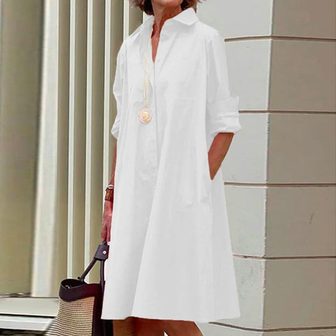 Long Sleeves Turn-down Collar Streetwear Female Dresses-Veeddydropshipping