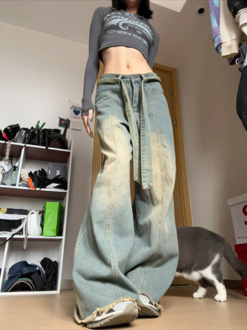 Large Size Retro Street Trend Washed Jeans Women-WF00392-Veeddydropshipping