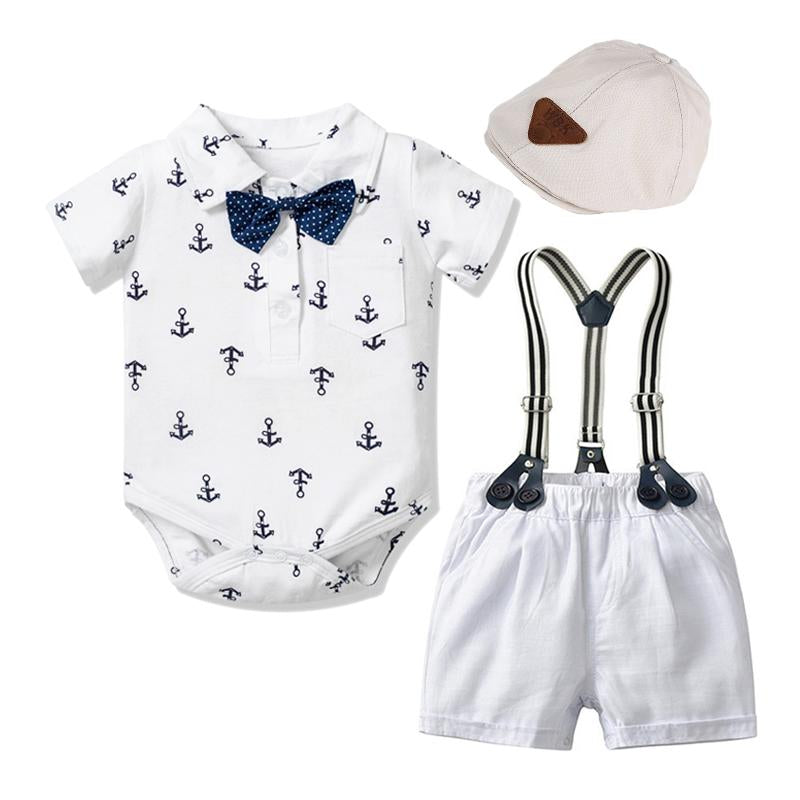 Newborn Boy Clothing Outfit Suit Baby Party Short Bowknot Hat-Veeddydropshipping-2