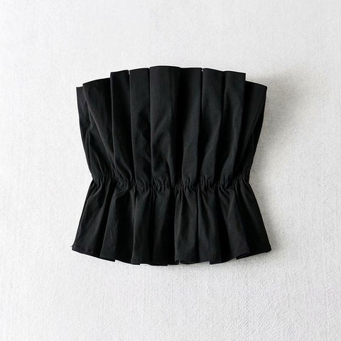 Women Sexy Solid Cropped Tank Top Vintage Backless Pleated-Veeddydropshipping