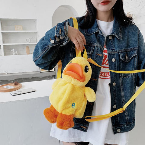 Anime Cartoon Figure Plush Toy Girl Boy Backpack Little Yellow Duck-TB00013-Veeddydropshipping