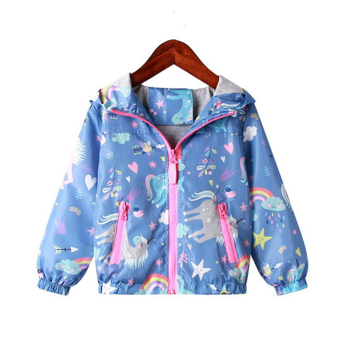 Spring Jacket Girls Coats Hooded Unicorn Rainbow Pattern Baby Clothes-TB00984-Veeddydropshipping