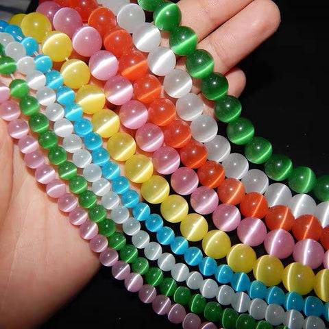 Natural Stone Pink White Moonstone Cat Eye Beads For Jewelry-JW01471-Veeddydropshipping