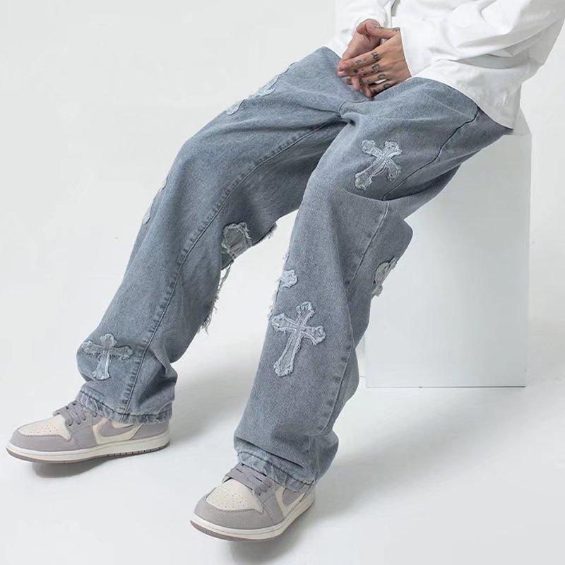 Denim Pants Streetwear Hip Hop Low Rise Baggy Jeans For Men-MF00447-Veeddydropshipping