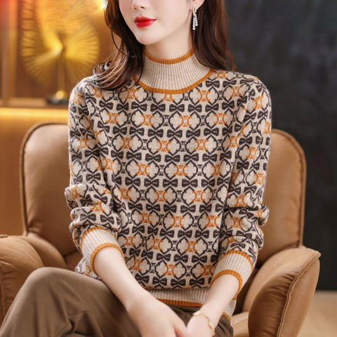 Women Vintage Long Sleeve Sweaters Neck Loose-Veeddydropshipping