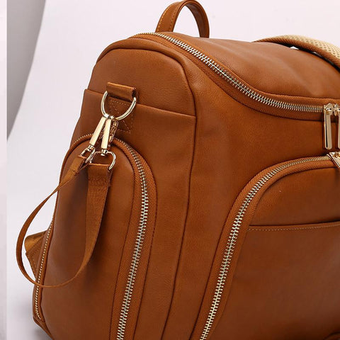 Pu Mommy Bag Backpack Large Capacity Waterproof Mother and Baby Bag-TB00219-Veeddydropshipping