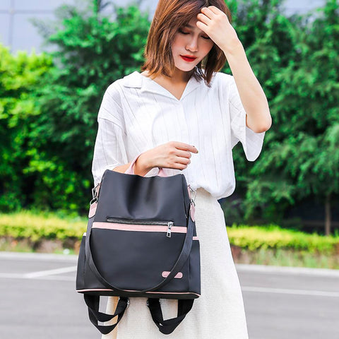 Fashion Women Contrast Color Knapsack Casual Travel Anti-Theft-BS00010-Veeddydropshipping