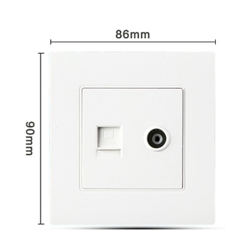 White 86 type PC panel Network cable TV computer network wall outlet socket -CE00247-Veeddydropshipping