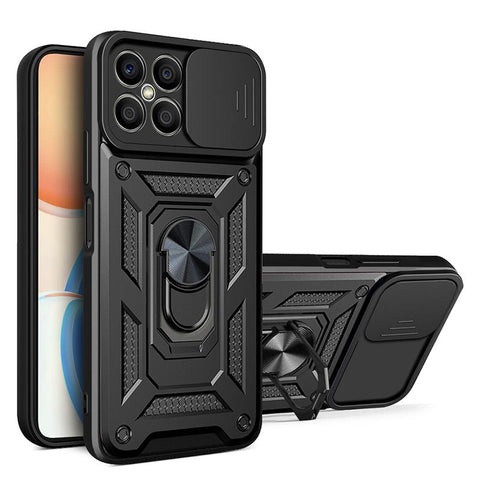 For Huawei Honor X8 Case Rugged Armor Magnetic Car Ring Phone Cases For Honor-PA00258-Veeddydropshipping