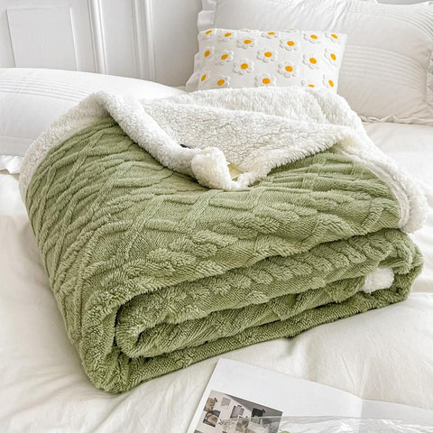 Thick Bed Blanket Double Sided Lamb Cashmere-HA00434-Veeddydropshipping
