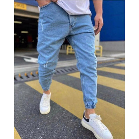 Elastic Waist Casual Pants Green Slim Fit Trousers Khaki-MF00652-Veeddydropshipping