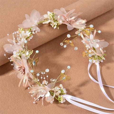 High Quality Spring Pearl Crowns Beach Wreaths Flower Headband -JW00454-Veeddydropshipping