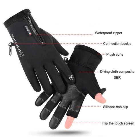 Winter Ridding gloves Fishing Gloves 2 Finger Flip Waterproof Windproof Photograph -OS01173-Veeddydropshipping