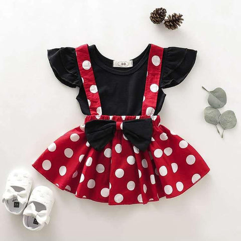 Summer Short Sleeve Dot Dance Suspender Skirt Baby Girls Cartoon-TB00846-Veeddydropshipping