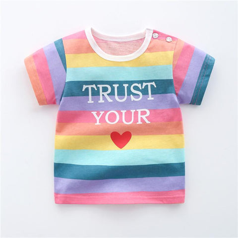 2023 Summer Shorts Sleeve Children Girls T-shirts Cartoon Printed Baby-TB00955-Veeddydropshipping
