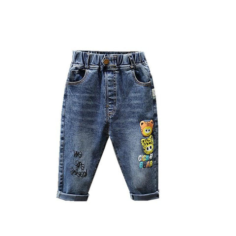 Fashion Cartoon Kids Clothes Boys Elastic Jeans Pants Baby Toddler Girl-TB01250-Veeddydropshipping