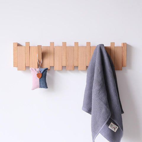 Beech Walnut Coat Rack Wall Mounted Sticks-HA01718-Veeddydropshipping