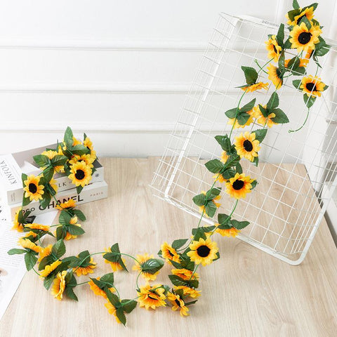 Sunflower Artificial Flowers Vine Fake Wedding Decoration-HA00720-Veeddydropshipping