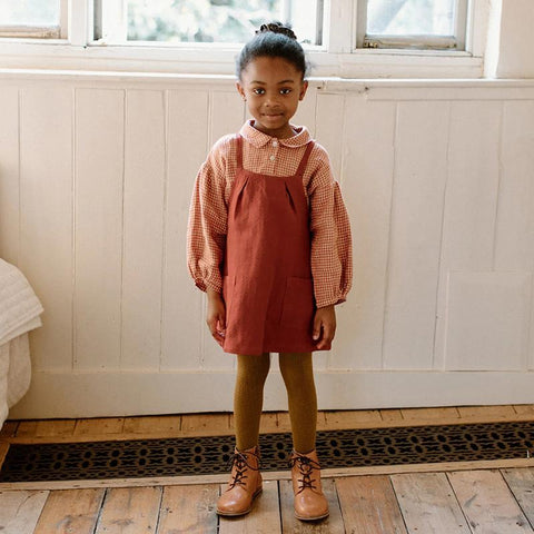 Girl&#39;s Simple Pinafore Shaped Linen Dress Summer New Baby Girl-TB00886-Veeddydropshipping