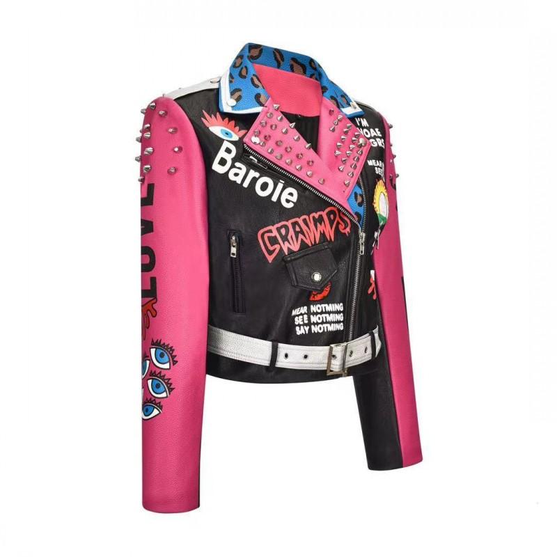 Designer Punk Motorcycle Biker Jacket Women-Veeddydropshipping