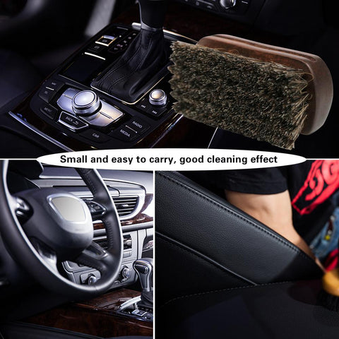 Car Interior Leather Textile Cleaning Brush with Horsehair Bristle-AM00476-Veeddydropshipping