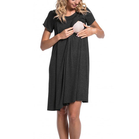 Women Maternity Nightgown Pregnant Short Sleeve Labor-TB00596-Veeddydropshipping