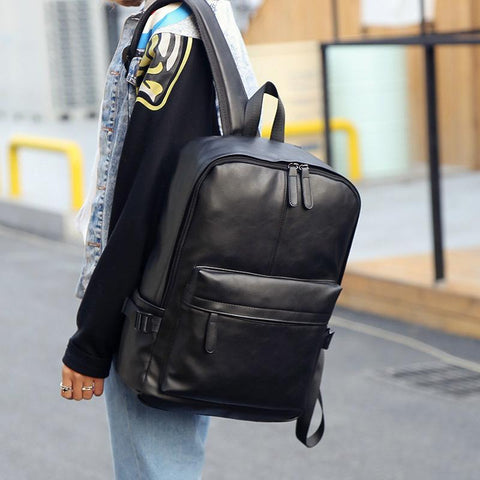 Business Large Capacity Men&#39;s Backpack Leisure Soft Leather-BS00340-Veeddydropshipping