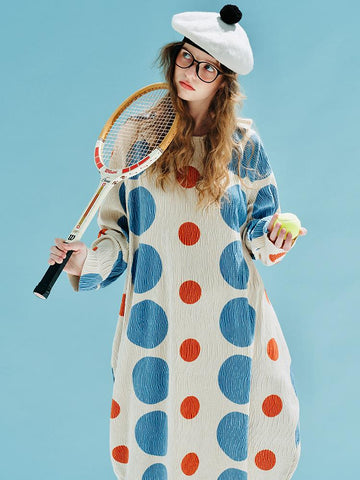 round neck pullover long sleeve dress-WF00124-Veeddydropshipping