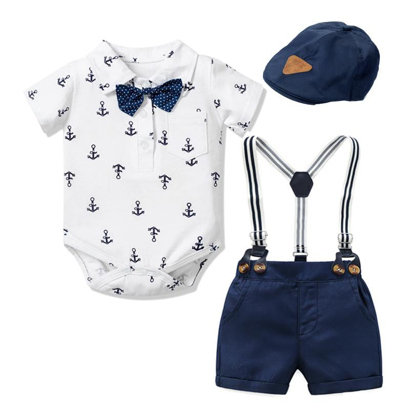 Newborn Boy Clothing Outfit Suit Baby Party Short Bowknot Hat-Veeddydropshipping-1