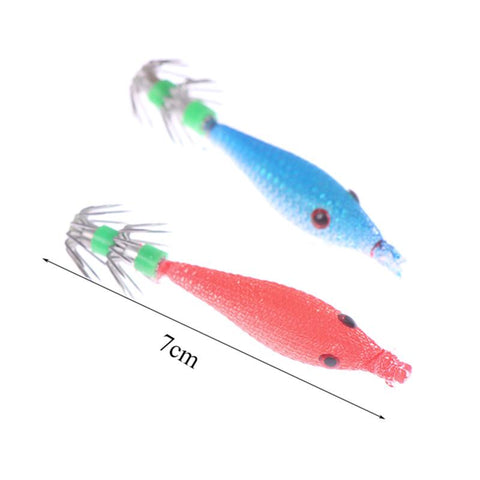 Fishin Tackle 5Pcs 7cm Squid Jigs with 4# Hook Soft Fishing Squid Lures 6 colors-OS00497-Veeddydropshipping