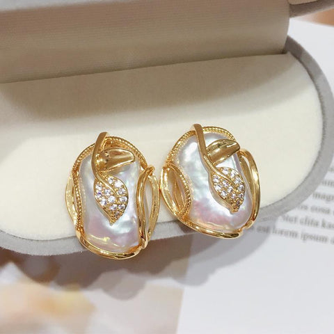 Big Baroque Pearl Jewelry Sets 18K Gold Necklace Earrings  -JW00147-Veeddydropshipping