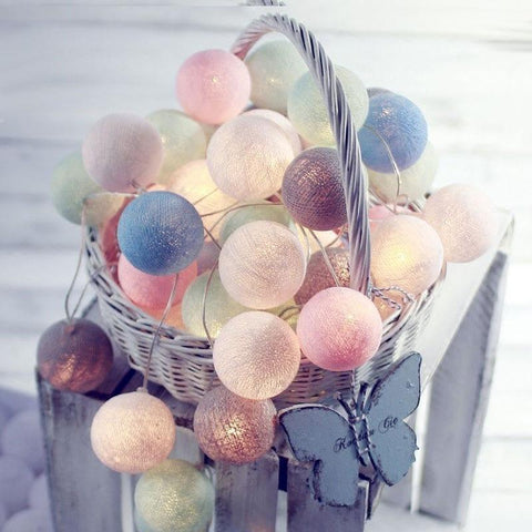 20 LED Cotton Ball Garland String Lights Christmas Fairy Lighting Strings for Outdoor-TI00939-Veeddydropshipping