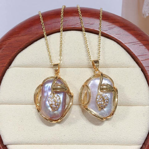 Big Baroque Pearl Jewelry Sets 18K Gold Necklace Earrings  -JW00147-Veeddydropshipping