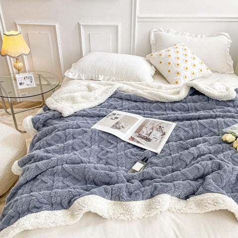Thick Bed Blanket Double Sided Lamb Cashmere-HA00434-Veeddydropshipping