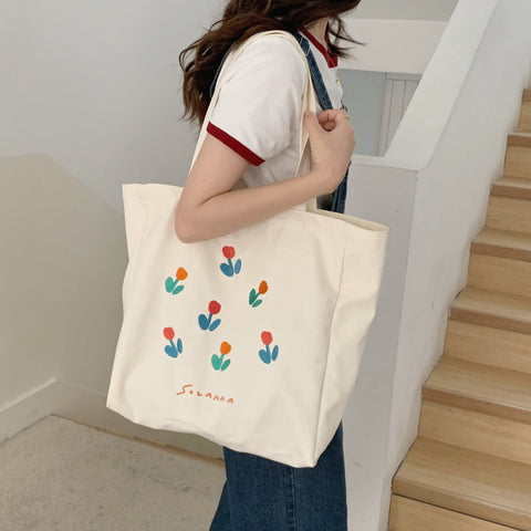 Women Tulip Printing Ladies Casual Handbag Tote Bag Large Capacity-BS00175-Veeddydropshipping