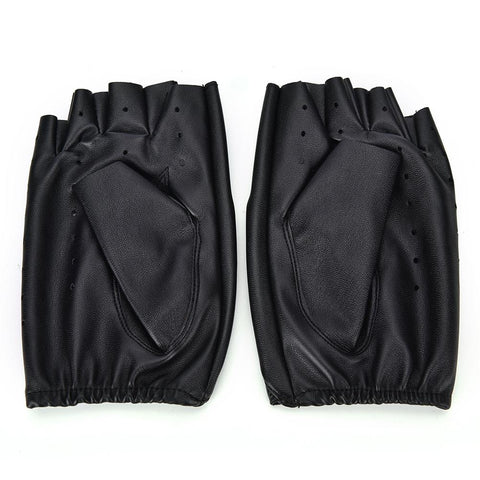 Men Women PU Leather Gloves Lovers Fingerless Mittens Black Half Finger -OS00901-Veeddydropshipping