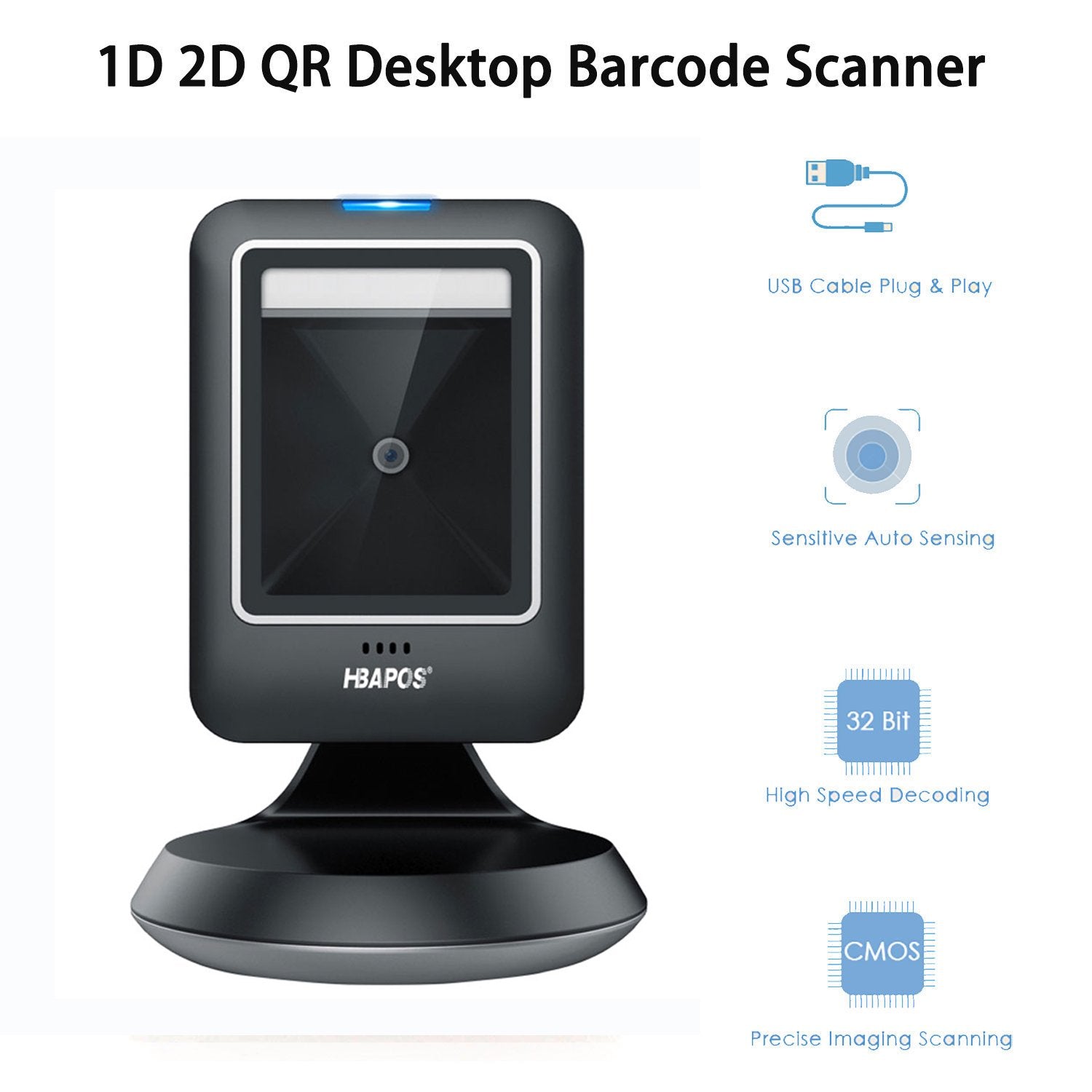 Barcode scanner 2D omnidirectional desktop automatic sensing data matrix reader supermarket-Veeddydropshipping