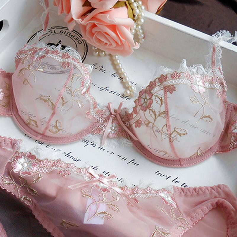 women sexy transparent lace underwear bra set-WF00710-Veeddydropshipping