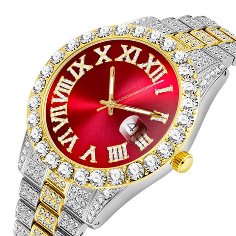 Luxury Gold Stainless Steel Full Diamond  Quartz Wristwatches-JW00746-Veeddydropshipping