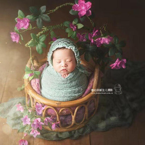 Newborn Photography Props Retro Rattan Round Basket Chair Bebe Photo-TB00766-Veeddydropshipping