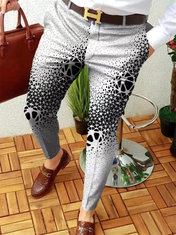 suit pants zipper casual pants retro pattern printing straight-MF00375-Veeddydropshipping