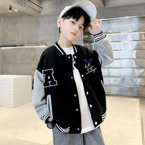 Kids Bomber Jacket Children Spring Autumn Letter Print Outerwear Boys-TB01179-Veeddydropshipping