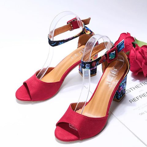 Color High Heels Sandals Female Pumps Peep Toe Ankle-BS00852-Veeddydropshipping