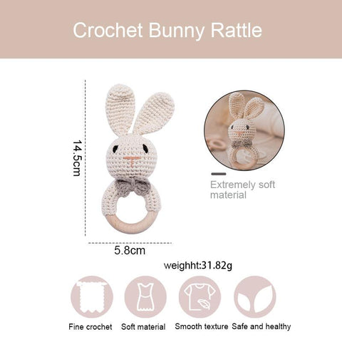 4PC/1PC Baby Toys Wooden Teether Crochet Animals BPA Free Rattle Toy-TB00503-Veeddydropshipping